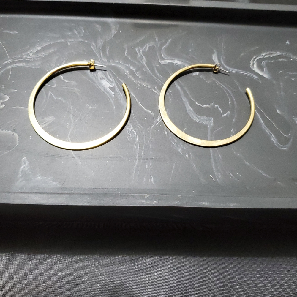 Large Gold Toned Hoops - Picture 2 of 3